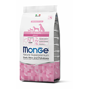 Сухий корм Monge Adult Dog All breeds pork монопротеїновий, гіпоалергенний для дорослих собак, свинина, рис та картопля
