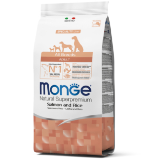 Сухий корм Monge Adult Dog All breeds salmon монопротеїновий, гіпоалергенний для дорослих собак, лосось з рисом