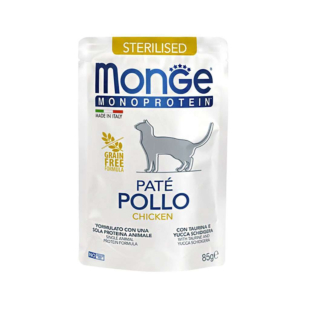 Вологий корм Monge Cat Monoprotein 100% chicken для дорослих стерилізованих котів, паштет з куркою