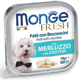 Вологий корм Monge Dog Fresh, trout для дорослих собак, з тріскою