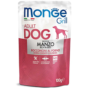 Вологий корм Monge Dog Grill для дорослих собак, з яловичиною