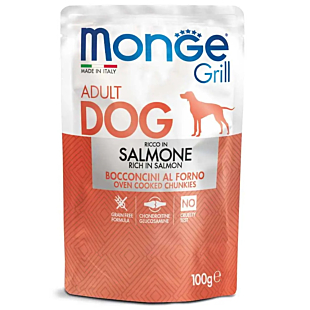 Вологий корм Monge Dog Grill для дорослих собак, з лососем