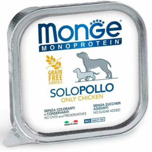 Вологий корм Monge Dog solo 100% chicken для дорослих собак, 100% курка