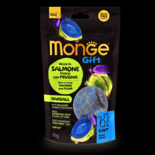 Ласощі Monge Gift Cat Hairball для дорослих котів лосось зі сливою