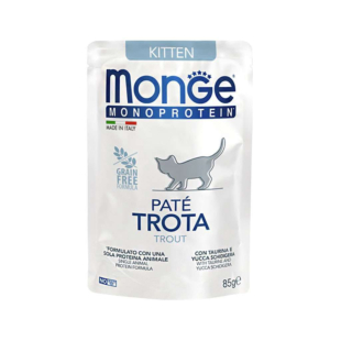 Вологий корм Monge Kitten Monoprotein 100% trout для кошенят, паштет форель