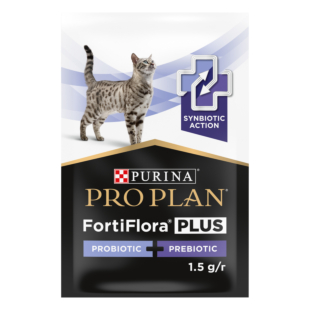 Пробіотик з пребіотиком PRO PLAN FortiFlora PLUS cat дорослим котам та кошенят, підтримка міклофлори кишківника, (саше 1.5 г)