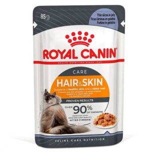 Вологий корм Royal Canin HAIR&SKIN CARE IN GRAVY для дорослих котів, підтримання здоров’я шкіри та шерсті, шматочки в соусі