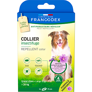 Ошейник Laboratorie Francodex Repellent Collar с репеллентным действием от блох и клещей для собак больших пород (весом от 20 кг) с гераниолом, 72 см