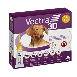 Краплі на холку Ceva VECTRA 3D від зовнішніх паразитів, для собак від 1,5 до 4 кг, 1 піпетка 0,8 мл