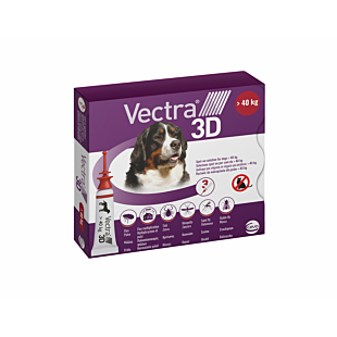 Краплі на холку Ceva VECTRA 3D від зовнішніх паразитів, для собак вагою від 40 до 65 кг, 1 піпетка 8 мл