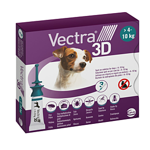 Краплі на холку Ceva VECTRA 3D від зовнішніх паразитів, для собак вагою від 4 до 10 кг, 1 піпетка 1,6 мл
