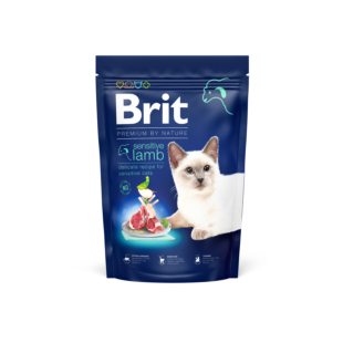 Сухой корм Brit Premium by Nature Cat Sensitive для взрослых кошек с чувствительным пищеварением.