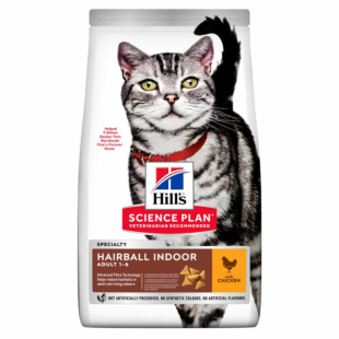Сухий корм Hill's Science Plan Adult Hairball Indoor для виведення грудочок шерсті у дорослих домашніх котів, з куркою