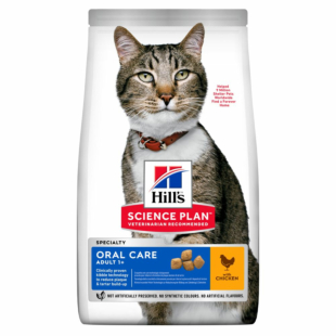 Сухой корм Hill's Science Plan Adult Oral Care для взрослых кошек, для поддержания здоровья полости рта и зубов, с курицей