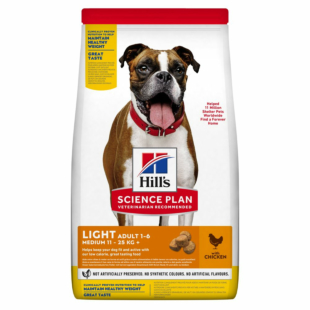 Сухий корм Hill’s Science Plan Adult Light Medium Breed  для дорослих собак середніх порід схильних до зайвої ваги, з куркою