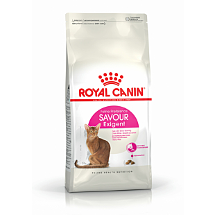 Сухой корм Royal Canin SAVOUR EXIGENT для взрослых кошек, требовательных к вкусовым качествам рациона.