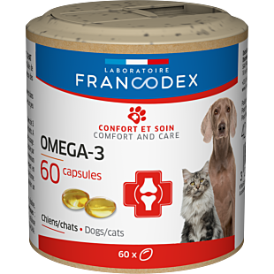 Витамины Laboratorie Francodex OMEGA 3 CAPSULES Омега 3 для кошек и собак, 60 капсул.