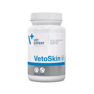 Пищевая добавка Vet Expert VetoSkin для поддержания здоровья кожи и качества шерсти у кошек и собак, 90 капс.