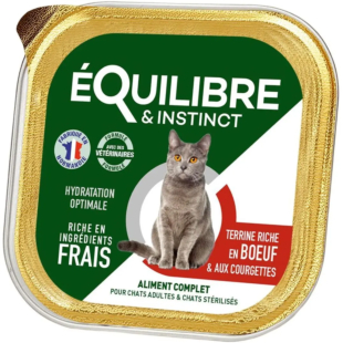 Паштет Equilibre & Instinct для взрослых и стерилизованных кошек с говядиной и морковью, ламистер