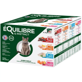 Шматочки в соусі Equilibre & Instinct для дорослих і стерилізованих котів, мультипак 4 смаки.  Ціна за 1 пауч.