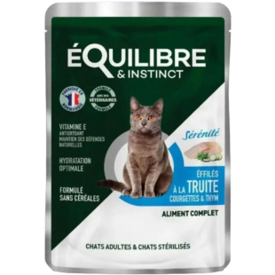 Кусочки в соусе Equilibre & Instinct для взрослых и стерилизованных кошек с форелью, кабачком и тимьяном, пауч