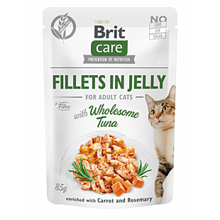 Влажный корм Brit Care Cat in jelly для кошек, отборная курятина и тунец в желе.