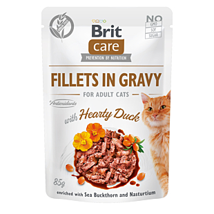 Вологий корм Brit Care Cat hearty duck in gravy для котів, філе качки в соусі