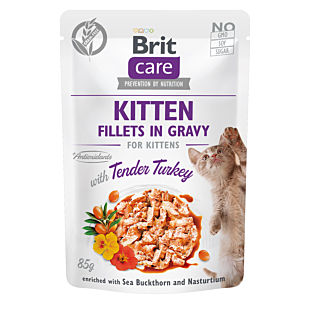 Вологий корм Brit Care Cat Kitten in gravy для кошенят, ніжне філе індички в соусі