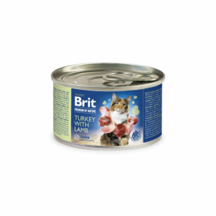 Влажный корм Brit Premium by Nature Turkey with Lamb для кошек, консервная индейка с ягненком