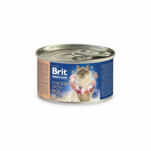 Влажный корм Brit Premium by Nature Chicken with Rice для кошек, консервная курица с рисом