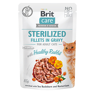 Вологий корм Brit Care Cat Sterilized in gravy для стерилізованих котів, філе кролика в соусі