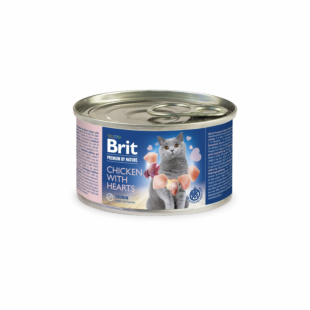 Влажный корм Brit Premium by Nature Chicken with Hearts для кошек, консервная курица с сердцами