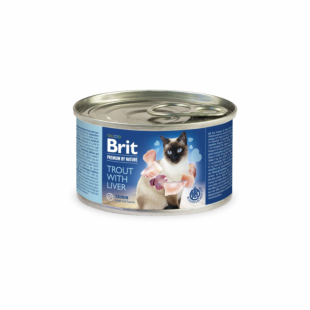 Влажный корм Brit Premium by Nature Trout with Liver для кошек, консервная форель с печенью