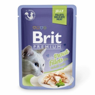 Вологий корм Brit Premium Cat pouch Trout Fillets in Jelly для котів, філе форелі в желе