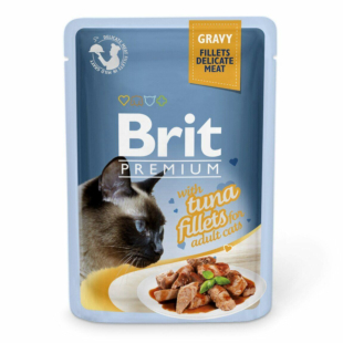 Вологий корм Brit Premium Cat pouch Tuna Fillets in Gravy для котів, філе тунця в соусі
